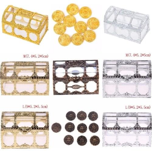 Clear Container Storage Box Transparent Pirate Anime Coins For Pirate Crystal Gem Treasure Box Toy Figures
