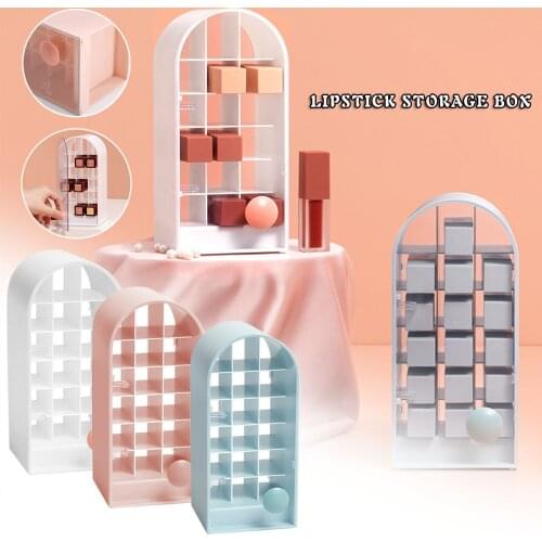 18 Capacity Lipstick Storage Box Transparent Cosmetics Round Storage Desktop MakeUp Organiser Acrylic Makeup Organizer Storage