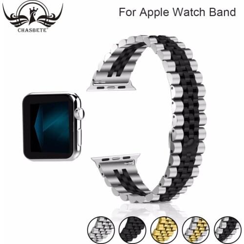For Apple Watch Band 42/ 44mm Black Gold Stainless Steel Bracelet Buckle Strap Clip Adapter for Apple Watch iWatch Band 38/ 40mm