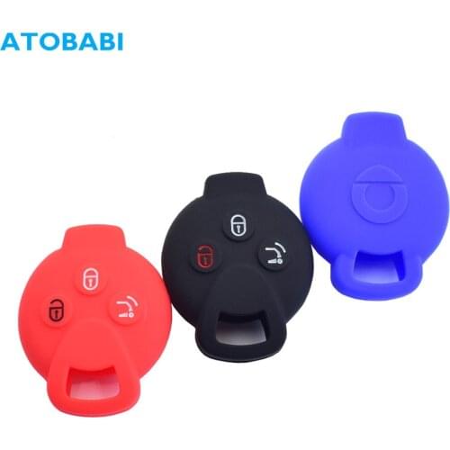 Silicone Car Key Cases 3 Buttons Keychain Remote Control Fobs Protector Cover Skin Jacket For Mercedes Benz SMART Fortwo Forfour