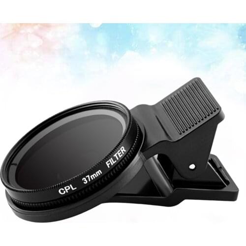 Ultrathin Clip-on CPL Phone Lens Camera Circular Polarizer Neutral Density Filter 37mm Lens Camera Lens (Black)