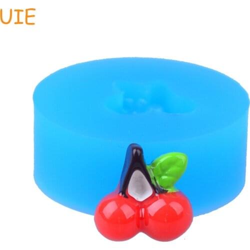 SYL102U 13.2mm Cherry with Leaf Silicone Mold - Fruit Mold Cake Decorating, Sugarcraft, Fondant, Candy, Chocolare, Resin Clay