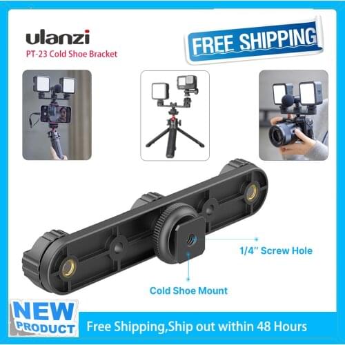 Ulanzi PT-23 Tripod Cold Shoe Bracket 1/4'' Screw Hole DSLR Camera Smartphone Tripod Vlog Mount Microphone LED Fill Light Stand