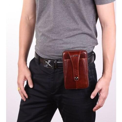 Mens Leather Cowhide Vintage Shoulder Messenger Fanny Pack Pouch Waist Bag New Wallet Multipurpose Male Handy Bag