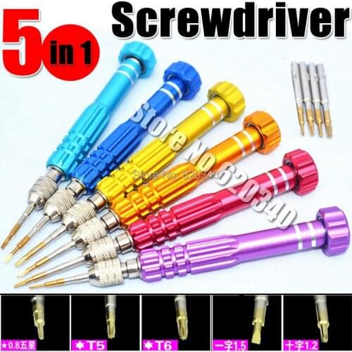 High Hardness 5 in 1 for iPhone Samsung Phone DIY Repair Tools Pentalobe 0.8 Precision S2 Screw driver Bit Multi Screwdriver Kit