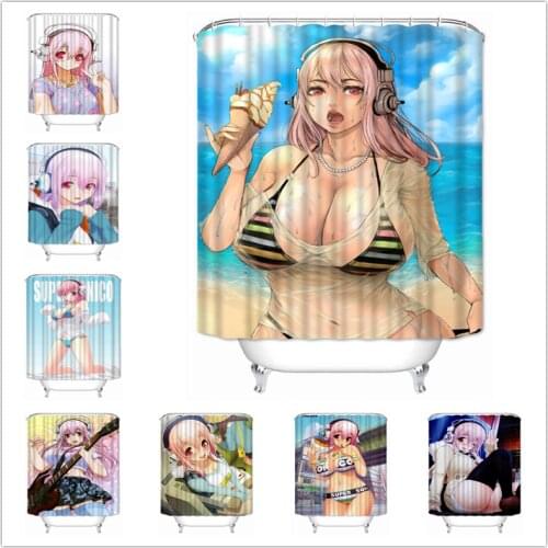 Musife Custom High Quality Super Sonico Shower Curtain Waterproof Bathroom Polyester Fabric Bathroom Curtain