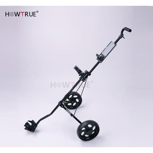 Iron Aluminum Golf Pull Cart,Adjustable Golf Trolley Cart Foldable Trolley with Brake