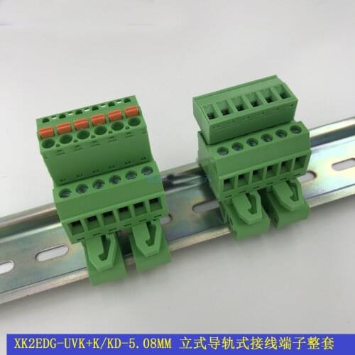 1set Weld-free docking K/KD5.08 MM spacing rail type rail terminal 2P-24P socket plug