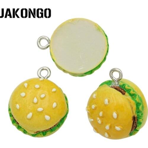 10PCS Resin 3D Hambager Charms Food Pendants for Jewelry Making DIY Jewelry Findings Handmade 21*17mm