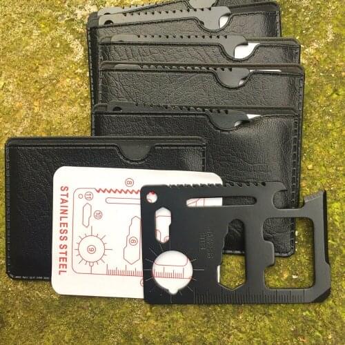 100pcs Black Stainless Steel Portable Outdoor Multifunctional Card Knife Screw Wrench Opener Camping Survival Tool Wholesale