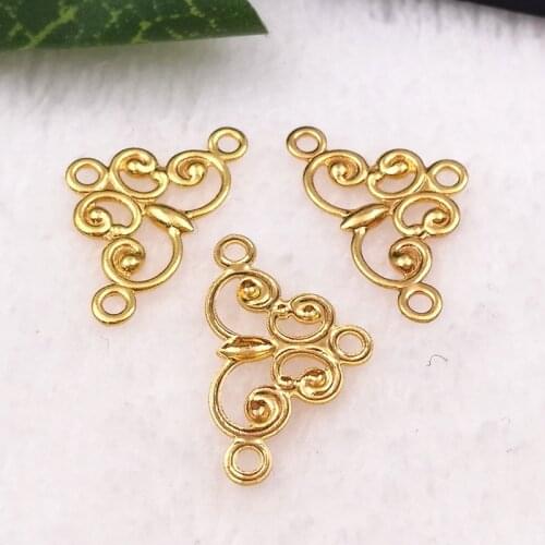 SIXTY TOWFISH 100 pieces 18*10mm 5 Colors Brass Vintage DIY Jewelry Component Copper Filigree Flower Charms Base Setting