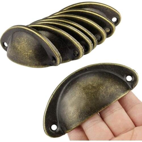 12Pcs/Set Vintage Shell Shaped Metal Door Handles Kitchen Drawer Cabinet Wardrobe Cupboard Pull Handles Hardware Accessories