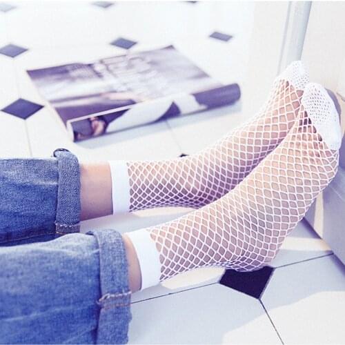 2PCS Sexy Fishnet White Short Socks Women Girls Mesh Hollow Out Ankle Socks Summer Thin Sock