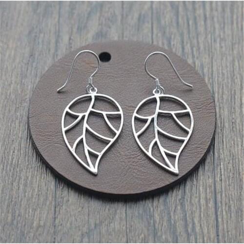 2021 Trend Hollow Leaves Elegant Personalized Sweet 925 Sterling Silver Ear Hooks Earrings For Women Mujer Bijoux Jewelry SE112