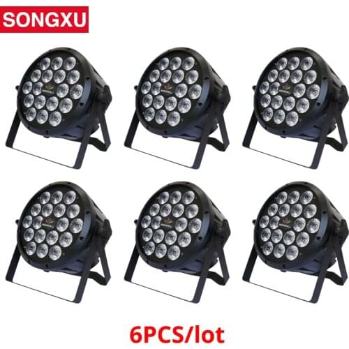 6PC RGBW 4in1 Par cans 18X10W DMX512 Led Flat DJ Light show Home party night club par light stage equipment/SX-PL1810A