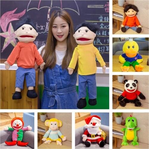 60cm Big Hand Puppets for Teachers Kids Plush Hand Toys Dinosaur Dolls Stuffed Animal Puppet with Moving Mouth Mimic Baby Gift