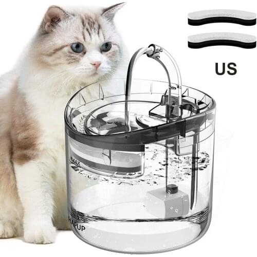 61OZ/1.8L Automatic Cat Water Fountain Dog Water Dispenser Pet Drinking Feeder Transparent Filter Drinker with Water Pump