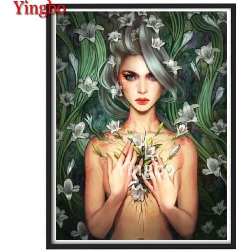 5D DIY Diamond Painting Fantasy lily woman Diamond Embroidery Cross Stitch Full Drill Mosaic Crafts Needlework Home Decor Gift