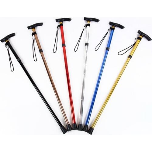 Aluminum Metal Hiking Cane Telescopic Walking Adjustable Stick Travel Cane Hiking Poles Outdoor Walking Stick
