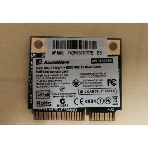 AzureWave AW-NB290 BCM2070 BCM943225HMB 300Mbps 802.11b/g/n Half Mini PCI-Express BT3.0 Wlan Wireless Wifi Card