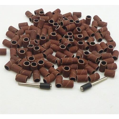 100pcs Sanding Drum Sand Bandscircle Diameter 80# 120# 180# 6.35m 9.5mm 12.5mm Grit W/2pcs Mandrels Rotary Tools For Dremel