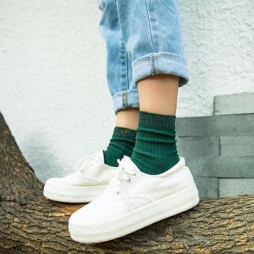 COCOTEKK Brand Fashion Trend Solid Color Combed Cotton Socks Women Knitting Girl Casual Loose Women Socks Good For Dropshipping
