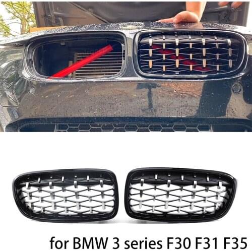 Chrome Diamond Glossy Black Front Hood Kidney Grille Grill ABS for BMW 3 series F30 F31 F35 2011-19 Front Bumper Grille