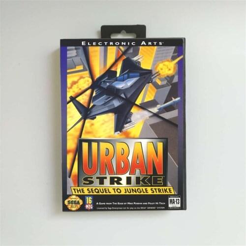 Urban Strike - USA Cover With Retail Box 16 Bit MD Game Card for Sega Megadrive Genesis Video Game Console