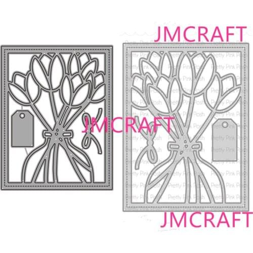 JMCRAFT 2021 Tulip Label Frame Background #3 Metal Cutting Die For Scrapbooking Practice Hands-on DIY Album Card Handmade Tool