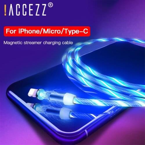 !ACCEZZ Magnetic Charge Cable Fast Charging For iPhone X 8 7 ipad Mini Micro USB Type C Magnet Charger For Samsung Android Phone