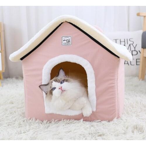 Cat Litter Winter Warm Cat Supplies Kennel Removable and Washable Semi-enclosed Four Seasons Usable Cat Litter House Villa