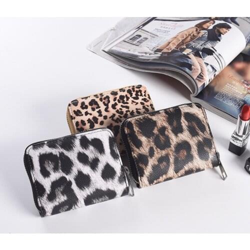 2020 New Fashion Women Wallet Small Cute Short Pu Leather Girl Wallets Purses Leopard Animal Print Card Holder Zip Around