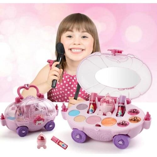 Novelty Washable Makeup Car with Mirror Cosmetic Set Palette Girls Play Toys