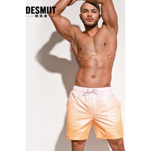 Desmiit Gradient Swimming Trunks Men Summer Beach Shorts Loose Sports Wear Shorts Surf Board Bathing Suit Male Swimwear bermuda