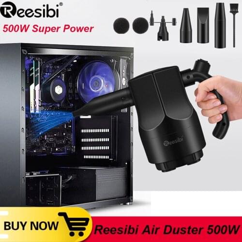 2 in1Electric Reesibi Air Duster 500W Blower Vacuum Cleannig Computer Keyboard Replaces Canned Air Spray Cleaner Inflator