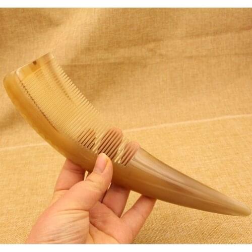 Combs Hairdressing Natural Anti Static White Buffalo Horn Comb Massage Scraping Hair Care Gua Sha Brush Straight Hairbrush Gift