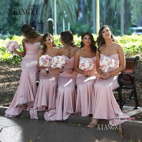 Pink Bridesmaid Dresses Mermaid Dress for Wedding Party Simple robe demoiselle d'honneur Long Bridesmaid Dress