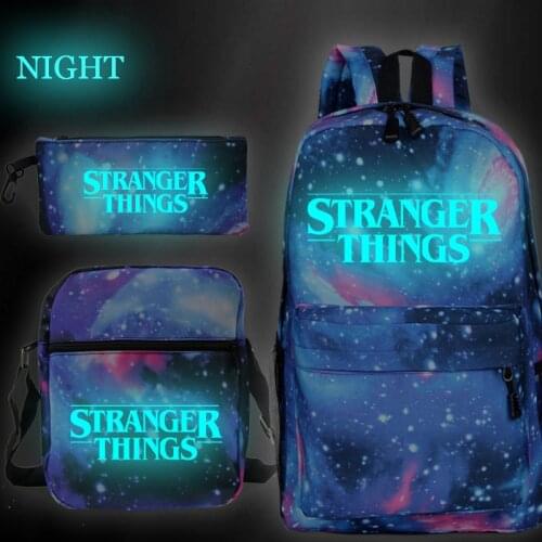 Stranger Things Backpacks Luminous School bag Boys Girls Book Backpack 3 Pcs Set Shoulder Bags kids teens Laptop Rusksack