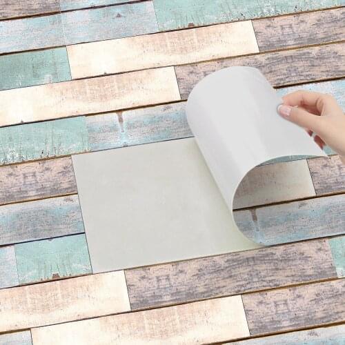 Self adhesive Wood Grain Wallpaper Wardrobe Cabinet Table Kitchen Furniture Renovation Sticker PVC Waterproof Floor Stickers