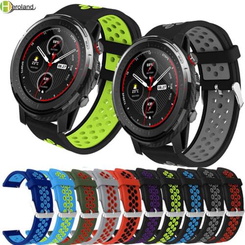 22mm Replacement Watchband For Xiaomi huami Amazfit Stratos 3 Stratos 2 2S pace silicone wristband Galaxy Watch 46mm watchstrap