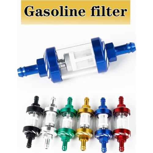 Universal 8mm Motorcycle Modified Metal Oil Cleaner Inline Filter Removable Motor Transparent Glass Gas Filter