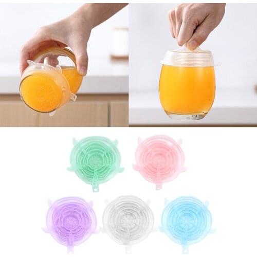 Pack of 6 Silicone Bowl Lid silicone Stretch Lids Reusable Suction Seal Covers for Bowls, Pots, Cups. Food Safe