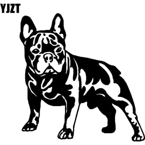 YJZT 12.6CM*12.7CM BULLDOG DOG Lovely Vinyl Car Sticker Decals Black/Silver C10-00343