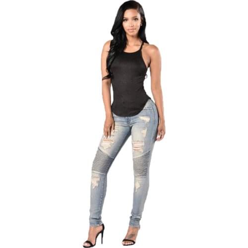 XXXL Women Straight Skinny Ripped Jeans Ladies Stretch Ripped Sexy Skinny Jeans Womens High Waisted Slim Fit Denim Pants