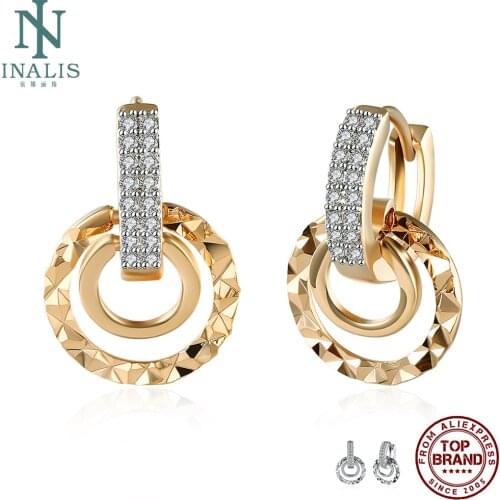 INALIS Clip Earrings Women Round Size Ring With Cubic Zirconia Romantic Style Earring Party Fashion Jewelry Gift Recommend