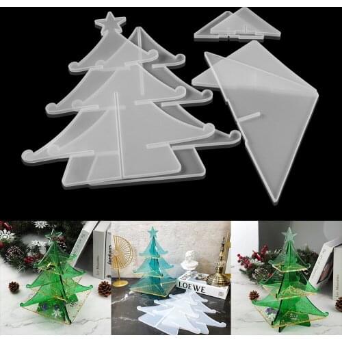 1pcs Christmas Tree Crystal Epoxy Resin Mold Christmas Tree Jewelry Storage Box Silicone Mould For DIY Casting Resin Mold Tools