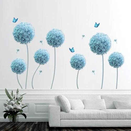 DIY 3D Dandelion Wallpaper PVC Wall Sticker Removable Flower Poster Modern Home Decor Living Room Bedroom Bathroom Decoration