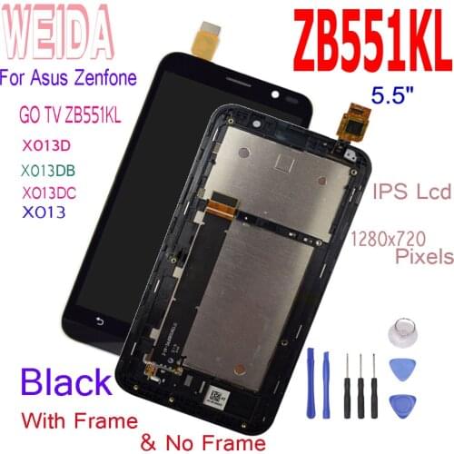 WEIDA 5.5"For ASUS Zenfone G0 TV ZB551KL X013D X013DB X013DC X013 LCD Display Touch Screen Digitizer Frame Assembly 100% Tested
