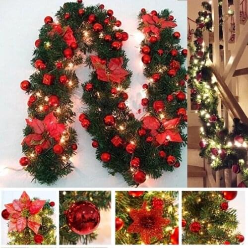6 Colors 2.7M Luxury Christmas Decorations Garland Decoration Rattan with Lights Xmas Home Party Christmas Tree Decorations