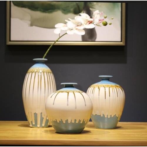 European Style Antique Glaze Ceramic Vase for Living Room Decoration